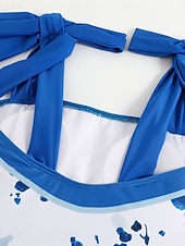 billige Onepiece badedrakter-Dame Badetøy Ett stykke 2 stk Badedrakt Åpen rygg Midjekontroll Høy Midje Tynn Ferie Strand Klær Blomstret Ermeløs Badedrakter
