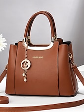 levne Kabelky a tote tašky-dámská červená kabelka z umělé kůže - elegantní design s horním držadlem s perleťovým kouzlem a odnímatelným popruhem do práce, na večírky a každodenní nošení