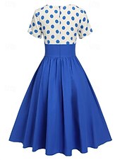 Χαμηλού Κόστους Φορέματα-Ρετρό vintage 1950 στολές Grease rockabilly midi φόρεμα swing dress φούστα flare high waist πολka dots A-line deep V fancy dress γυναικείο καρναβάλι νέα χρονιά tea party καθημερινά ρούχα