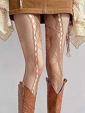 levne Dámské ponožky-dámské vintage krajkové síťované punčochy – složité punčochy s květinovým vzorem, ideální pro vrstvené boho outfity a zvláštní příležitosti