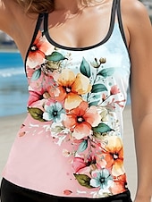 abordables Tankinis-Maillots de bain pour femmes Tankini 2 Pièces Maillot de bain Vacances Floral Sans Manches