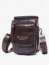 economico Borselli da uomo-borsa a tracolla vintage in pelle marrone per uomo – borsa a tracolla compatta con scomparti con cerniera e tracolla regolabile per l&#039;uso quotidiano