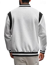 cheap Men&#039;s Jackets &amp; Coats-Men&#039;s Lightweight Jacket Casual Jacket Varsity Jacket Daily Vacation Wearproof Pocket Spring &amp;  Fall Color Block Fashion Classic Stand Collar Regular Dark Gray Black Red Navy Blue Light Grey Jacket