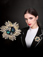 billiga Halsdukar för kvinnor-sunburst-brosch i vintagestil för kvinnor med rosa och kristalliserade ädelstenar – elegant statement-nål för högtidlig klädsel