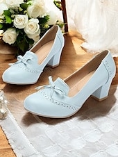 billige 1950-tallet-lyseblå loafers i preppy-stil for kvinner med sløyfedetalj - behagelig og stilig for jobb- eller fritidsbruk