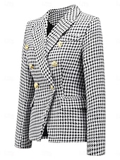 cheap Blazers &amp; Suits-Women&#039;s Blazer Work Street Fall Winter Regular Coat Regular Fit Breathable Elegant Stylish Jacket Long Sleeve non-printing Solid Color Stripes and Plaid with Pockets White+Black Black Red