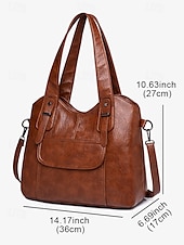 billiga Hand- och toteväskor-vintage brun konstläderväska för kvinnor med dubbla handtag och justerbar crossbody-rem – rymlig och elegant för dagligt bruk