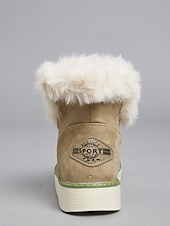 baratos Botas de neve e inverno-Botas femininas de inverno com forro de pele sintética bege – calor aconchegante com sola antiderrapante para estilo em climas frios