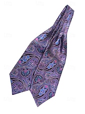 economico Cravatte e papillon da uomo-cravatta ascot paisley da uomo - elegante cravatta in finta seta per occasioni formali, matrimoni e feste - cravatta con motivo floreale vintage