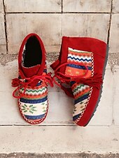 cheap Ankle Boots-Women&#039;s Boho Ankle Boots with Ethnic Print Panels, Tassel Lace-Up Design, and Comfortable Low Sole – Perfect for Casual and Festival Wear