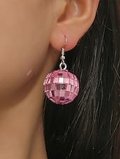 billige Øredobber for kvinner-kvinners retro rosa disco ball dingle øredobber – morsomme og glitrende statement smykker for fester og arrangementer