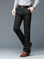 cheap Slim-Men&#039;s Dress Pants Trousers Chinos Buttons Pocket Solid Colored Comfort Formal Party Work Fashion Classic Style Black White Micro-elastic