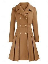 billiga Kappor och trenchcoats-Dam Vinterkappa Utomhus Gata Dagliga kläder Höst Vinter Lång Täcka Normal Håller värmen Andningsfunktion Stylish Ledigt Jacka Långärmad Slät Med fickor Rodnande Rosa Marinblå Kamel