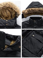 preiswerte Daunenjacken &amp; Parkas für Herren-Herren Wintermantel puffer jacket Fleecejacke Gefütterte Jacke Tasche Polyester Urlaub Freizeitskleidung Verabredung Standard Modisch Brautkleider schlicht Komfortabel warm Herbst Winter Solide