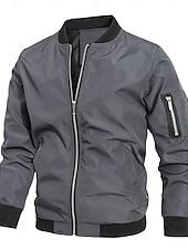 Χαμηλού Κόστους Ανδρικά Μπουφάν &amp; Παλτό-Ανδρικά Μπουφάν Bomber Μπουφάν μετάβασης Εξόδου Τσέπη Όλες οι εποχές Σκέτο Κλασσικό Όρθιος Γιακάς Κανονικό Μαύρο Βαθυγάλαζο Γκρίζο Σακάκια