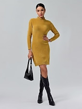 abordables Vestidos de suéter-Vestido estilo suéter midi de chenilla urbana y corte limpio