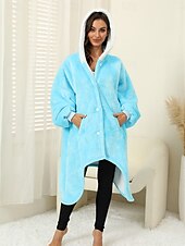 billige Kigurumi-pysjamas-Voksne Helfarge Onesie-pysjamas Oversized hetteteppe Bærbart teppe med lomme Onesie-pysjamas Kigurumi pyjamas søt stil Til Damer og Herrer Karneval Maskerade Tegnefilm
