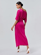 cheap Party Dress-Satin Knotted Wrap Drop Shoulder Maxi Dress