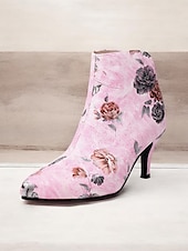 abordables Bottines-bottines à imprimé floral vintage pour femmes avec bout pointu et talon aiguille | bottines élégantes à talons hauts pour événements formels et fêtes