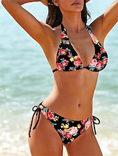 voordelige Bikinisets-Dames Zwemkleding Bikini Zwempak Stijlvol Bloem Mouwloos Badpakken