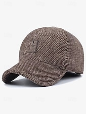 baratos Chapéus Masculinos-boné de beisebol de lã de inverno masculino com protetores de orelha – chapéu com padrão espinha de peixe quente e estiloso, disponível em cinza, cinza escuro e marrom, perfeito para atividades ao ar livre em climas frios