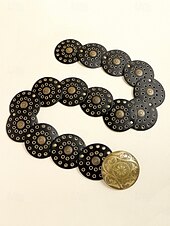 levne Dámský pásek-dámský hnědý pásek z umělé kůže s perforovanými kruhy a složitou kovovou sponou - bohémský elegantní módní doplněk