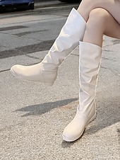 abordables Bottes souples-bottes hautes en similicuir noir pour femmes – bottes plates élégantes et confortables pour un usage quotidien et des sorties décontractées