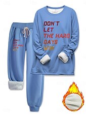 abordables Survêtements pour femmes-Ensembles de survêtement pour femmes 2 pièces sweat-shirt pantalons en polaire manches longues col rond lettre imprimée à cordon décontracté noir rose bleu automne coupe régulière