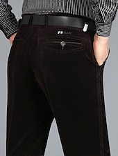 cheap Slim-Men&#039;s Dress Pants Winter Pants Trousers Slacks Suit Pants Pocket Plain Comfort Breathable Outdoor Daily Going out Fashion Casual Black Wine