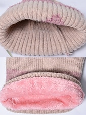 رخيصةأون قبعات نسائية-طقم قبعة ووشاح محبوك مريح وأنيق للنساء مع بطانة من الصوف وغطاء للأذن - دافئ ومريح لفصل الشتاء
