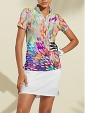 billiga Kvinnors golfkläder-Dam Vandringspolotröja Gul Kortärmad Överdelar Golfkläder för damer Kläder Outfits Bär kläder