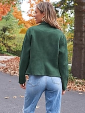 abordables Vestes-Femme Veste décontractée Chaud Confortable Zippé Décontractées Minimalisme Couleur unie Casual Quotidien fermeture Éclair Revers Standard manche longue Vêtements d&#039;extérieur Noir Chameau Marron Hiver