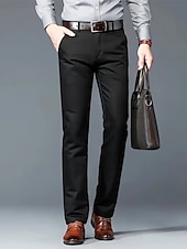 cheap Slim-Men&#039;s Dress Pants Trousers Chinos Buttons Pocket Solid Colored Comfort Formal Party Work Fashion Classic Style Black White Micro-elastic