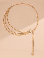cheap Women&#039;s Belt-Women&#039;s Gold Chain Belt with Multi-Layer Design and Decorative Medallions - Perfect for Dresses, Evening Wear, and Party Looks