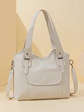 billiga Hand- och toteväskor-vintage brun konstläderväska för kvinnor med dubbla handtag och justerbar crossbody-rem – rymlig och elegant för dagligt bruk