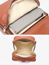 abordables Bolsos cruzados-Bolso bandolera vintage de piel sintética marrón para mujer con detalle de hebilla frontal: diseño compacto y elegante