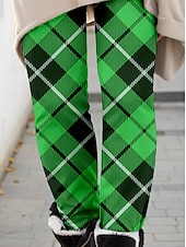 abordables Bas de la Saint-Patrick-Leggings pour femmes pantalons pour la fête de la Saint-Patrick à carreaux longueur totale vert automne