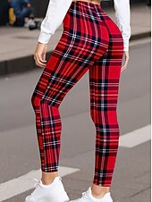 levne Umění a design tisku-Dámské legíny kalhoty móda streetwear plné délky vysoký pas kostkovaný potisk tepelně teplé prodyšné měkké mikroelastické venkovní každodenní víno podzim zima pravidelný střih