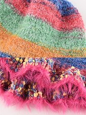 baratos Chapéus Femininos-chapéu de balde de malha colorido feminino com aba fofa – acessório de inverno aconchegante e estiloso