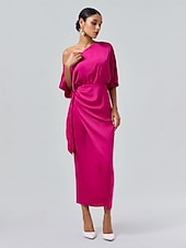 cheap Party Dress-Satin Knotted Wrap Drop Shoulder Maxi Dress