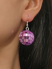 billige Øredobber for kvinner-kvinners retro rosa disco ball dingle øredobber – morsomme og glitrende statement smykker for fester og arrangementer