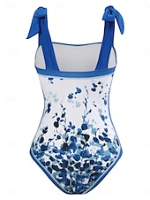 billige Onepiece badedrakter-Dame Badetøy Ett stykke 2 stk Badedrakt Åpen rygg Midjekontroll Høy Midje Tynn Ferie Strand Klær Blomstret Ermeløs Badedrakter