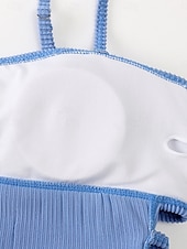 preiswerte Einteilige Badeanzüge-Damen Badeanzug Ein Stück Monokini Bademode Rückenfrei Bauchkontrolle Hohe Taillenlinie Schlank Urlaub Strandbekleidung Feste Farbe Halfterhals Ärmellos Badeanzüge