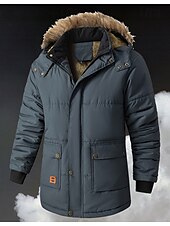 preiswerte Daunenjacken &amp; Parkas für Herren-Herren Wintermantel puffer jacket Fleecejacke Gefütterte Jacke Tasche Polyester Urlaub Freizeitskleidung Verabredung Standard Modisch Brautkleider schlicht Komfortabel warm Herbst Winter Solide