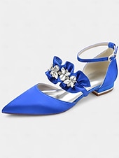 economico Semi-formale-ballerine da donna in raso nero con punta affilata e decorazioni floreali in strass – scarpe eleganti per matrimoni ed eventi formali