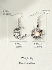 economico Orecchino da donna-orecchini pendenti vintage con sole e luna - gioielli celestiali color argento con accenti di perle e cristalli per le donne, perfetti per look boho e casual