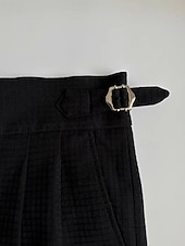 preiswerte Schlank-Herren Waffel Abschlußfeier Anzughose Neapel Hosen Hose Knöpfe Tasche Einfarbig Komfort Formell Party Arbeit Mode Klassicher Stil Schwarz Weiß Mikroelastisch