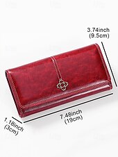 cheap Wallets-Women&#039;s Red Faux Leather Wallet with Multiple Card Slots and Zippered Coin Pocket – Elegant and Functional Clutch for Everyday Use