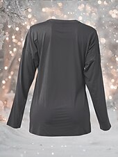 billiga Djur tee-Dam T-shirt Djur Fågel Ledigt Långärmad V-hals Vanliga toppar Dagligen Mönster Mörkgrå Vår &amp; Höst