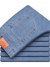 cheap Men&#039;s Elite Pants-Men&#039;s 100% Cotton Jeans Solid Color Full Length Outdoor Casual Daily Vintage Fashion Blue Light Blue Micro-elastic